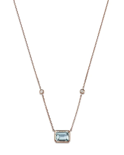 Bloomingdale's Fine Collection Aquamarine & Diamond Pendant Necklace