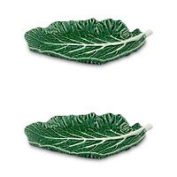Bordallo Pinheiro 11 Cabbage Leaf Platter, Set of 2