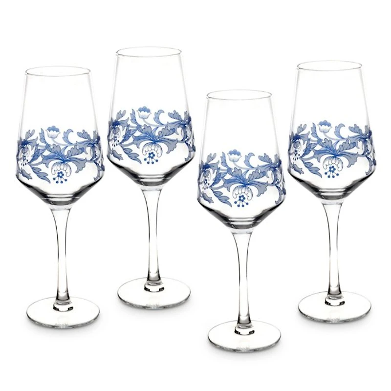 Blue Italian Wine Glasses , Set of 4