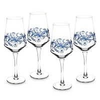 Blue Italian Wine Glasses , Set of 4