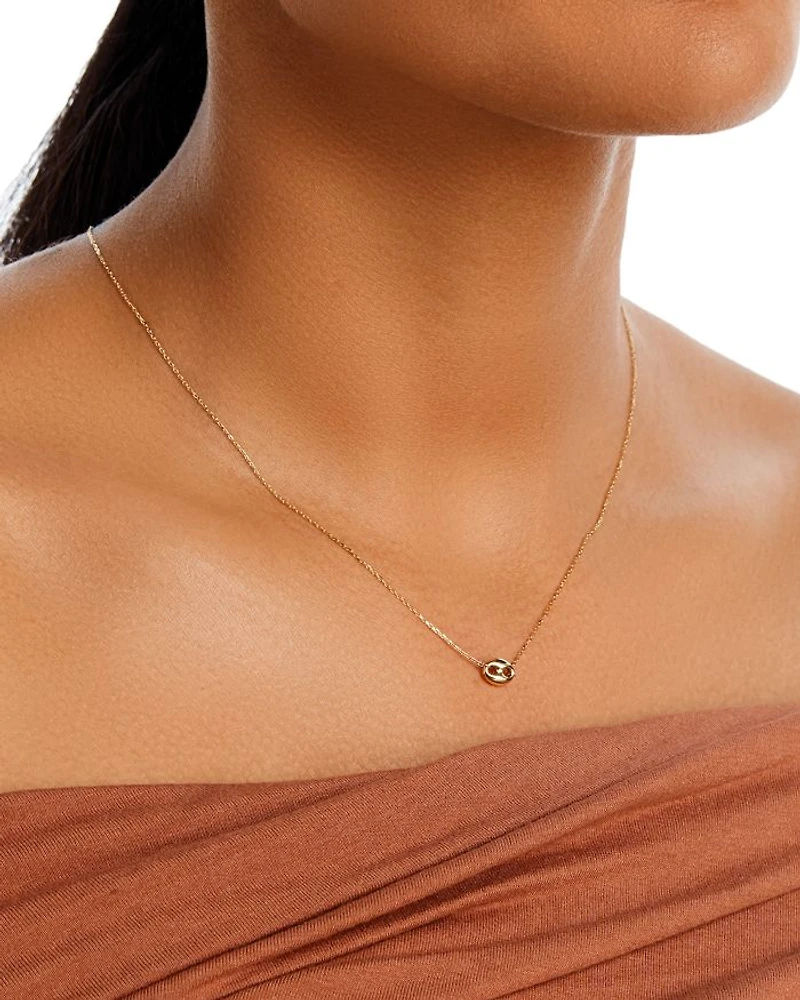 14K Yellow Gold Puff Mariner Link Pendant Necklace, 18"