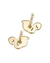 14K Yellow Gold Enamel Flamingo Stud Earrings - Exclusive