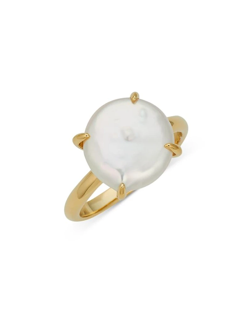 Dot Dot Dot Cultured Freshwater Coin Pearl Ring in 18K Gold Plated