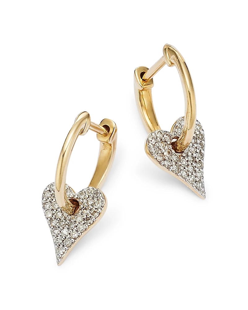 Bloomingdale's Fine Collection Diamond Heart Drop Hoop Earrings