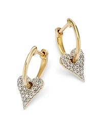 Bloomingdale's Fine Collection Diamond Heart Drop Hoop Earrings