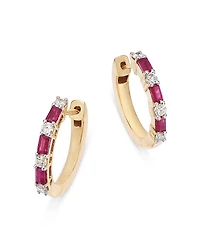 Bloomingdale's Fine Collection Ruby & Diamond Huggie Hoop Earrings