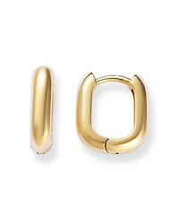 14K Yellow Gold Simple Gold Polished Oval Huggie Hoop Earrings