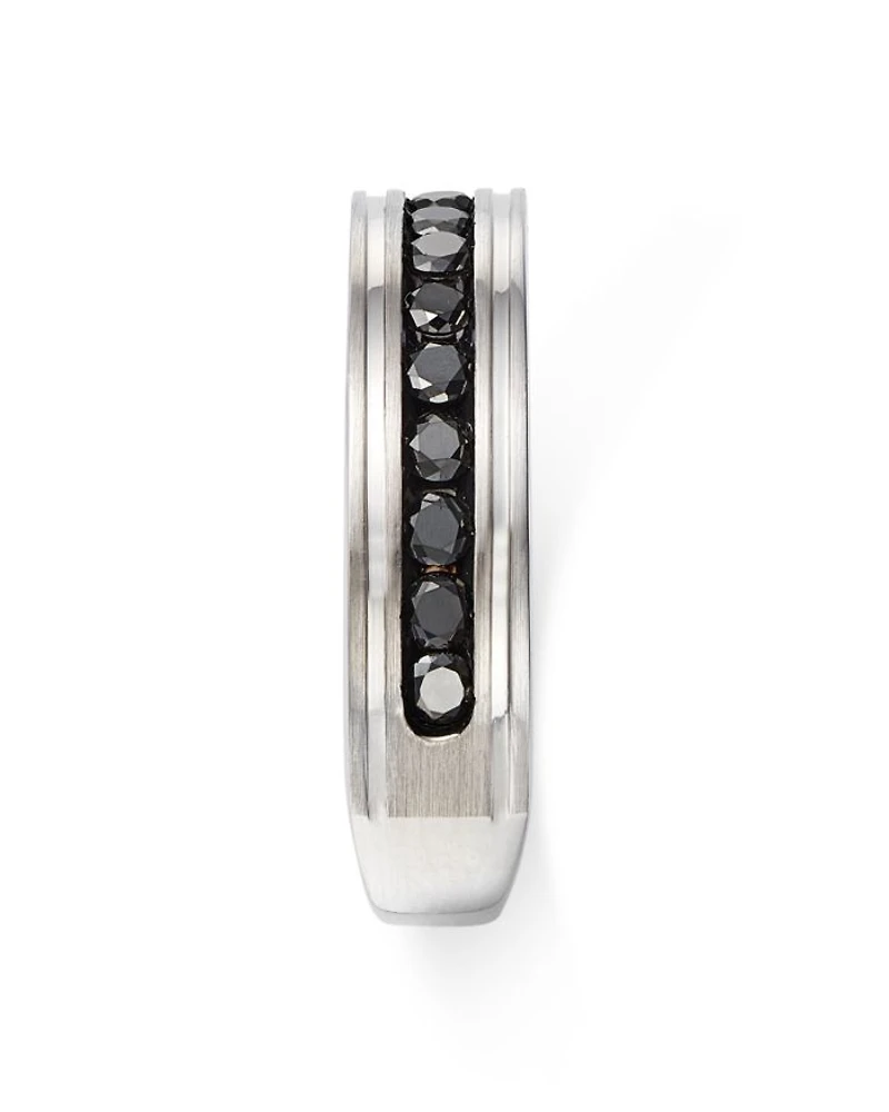 Men's Black Diamond Band in 14K White Gold, 0.60 tcw