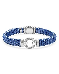 Lagos Sterling Silver Ceramic Caviar & Diamond Circle Bracelet