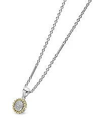 18K Yellow Gold & Sterling Silver Diamond Cluster Bead Frame Pendant Necklace, 16-18"