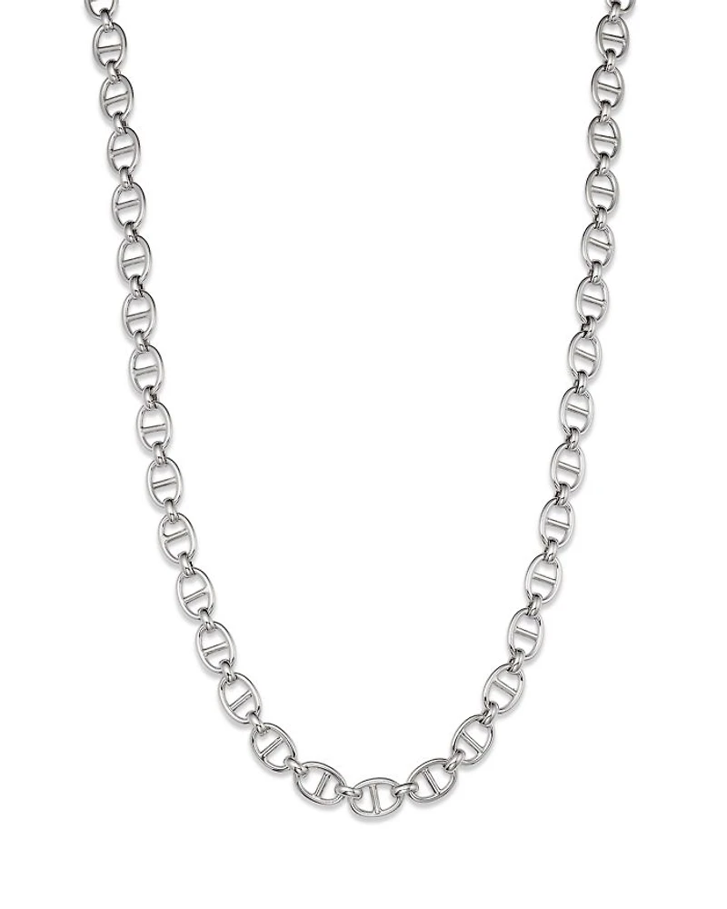 14K Gold Flat Mariner Link Necklace, 18"
