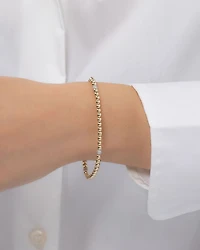 14K White & Yellow Gold Diamond Accent Station Beaded Stretch Bracelet