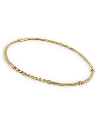 18K Yellow Gold Via Mercanti Diamond Three Station Tubogas Collar Necklace, 17"