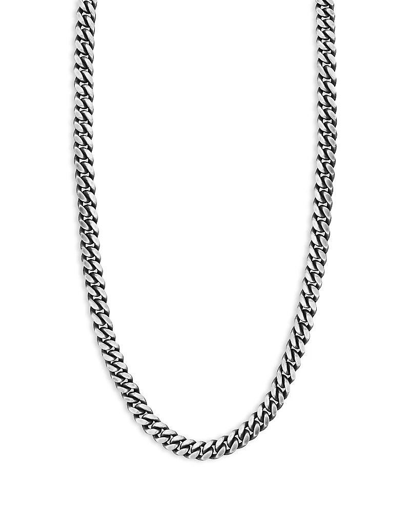 Milanesi And Co Men's Sterling Silver Oxidized Curb Chain Necklace, 22