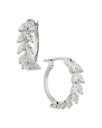 Wildflower Cubic Zirconia Vine Hoop Earrings in Rhodium Plated
