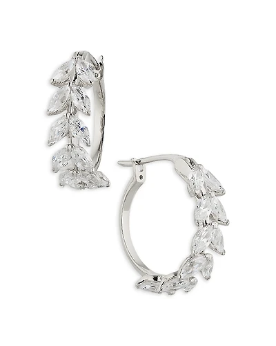 Nadri Wildflower Cubic Zirconia Vine Hoop Earrings