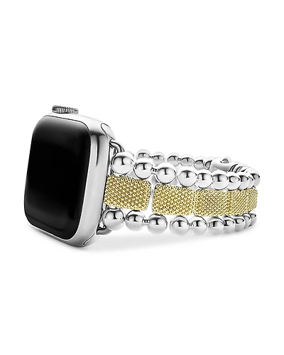 Lagos Caviar 18K Gold & Sterling Silver Beaded Apple Watch Bracelet, 38mm-45mm