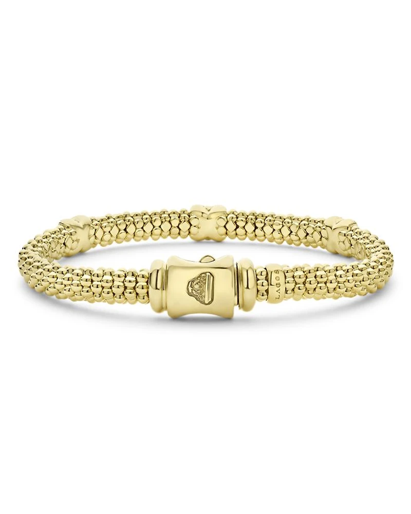 18K Yellow Gold Embrace Diamond  Triple X Caviar Bead Bracelet