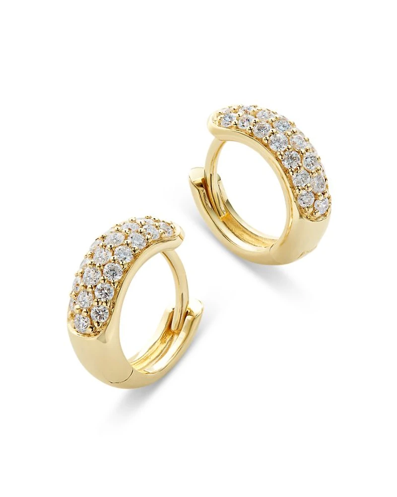 Diamond Mini Pavé Hoop Earring Collection 14K Gold, .35 tcw