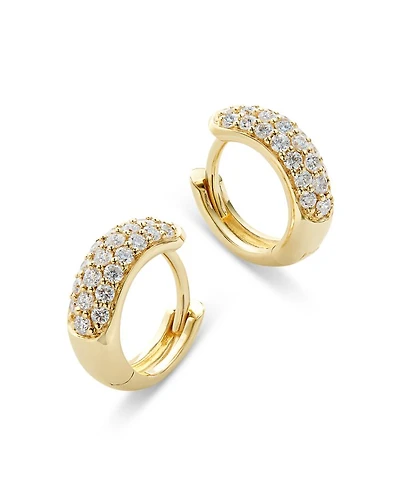 Diamond Mini Pavé Hoop Earring Collection 14K Gold, .35 tcw
