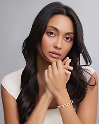 18K Yellow Gold & Sterling Silver Caviar Lux Clip Diamond Bangle Bracelet - Exclusive