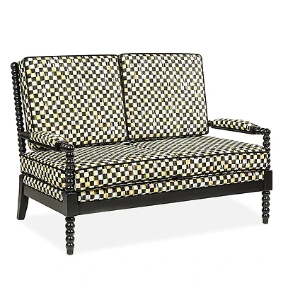 Mackenzie-Childs Spindle Check Outdoor Loveseat