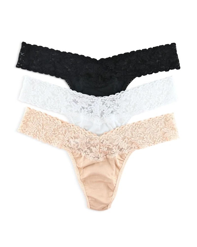 Supima®Cotton Low-Rise Thongs, Set of 3