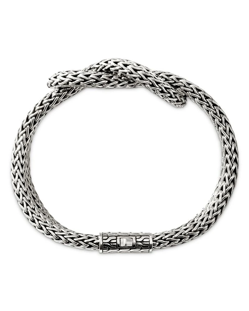 Sterling Silver Classic Chain Love Knot Woven Link Bracelet