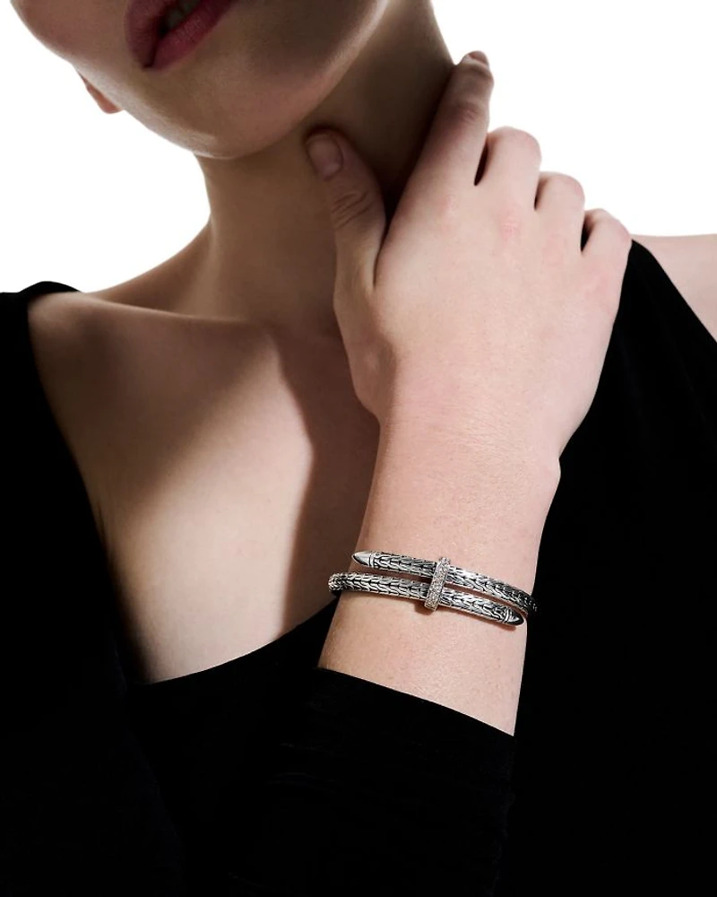Sterling Silver Diamond Spear Flex Cuff