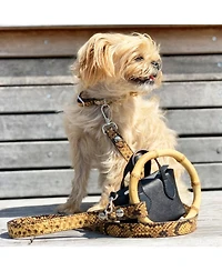 Long Sasha Leather Dog Leash with Bamboo Handle