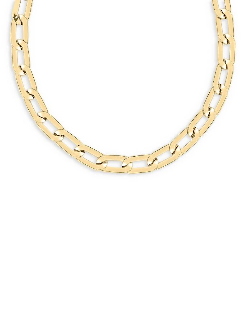 18K Gold Chunky Link Collar Necklace, 17"