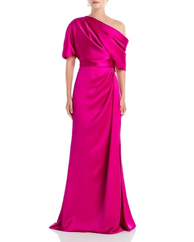 Draped Satin One Shoulder Dress