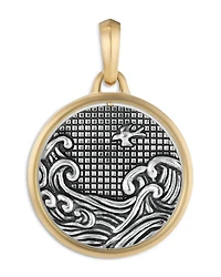 Men's Water & Fire Duality Amulet in Sterling Silver with 18K Yellow Gold, 30mm