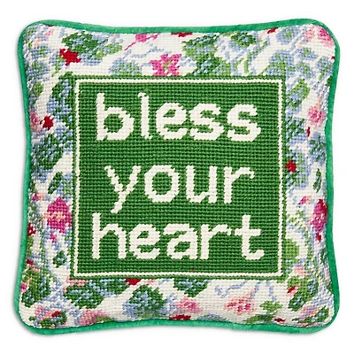 Furbish Studio Bless Your Heart Decorative Needlepoint Pillow