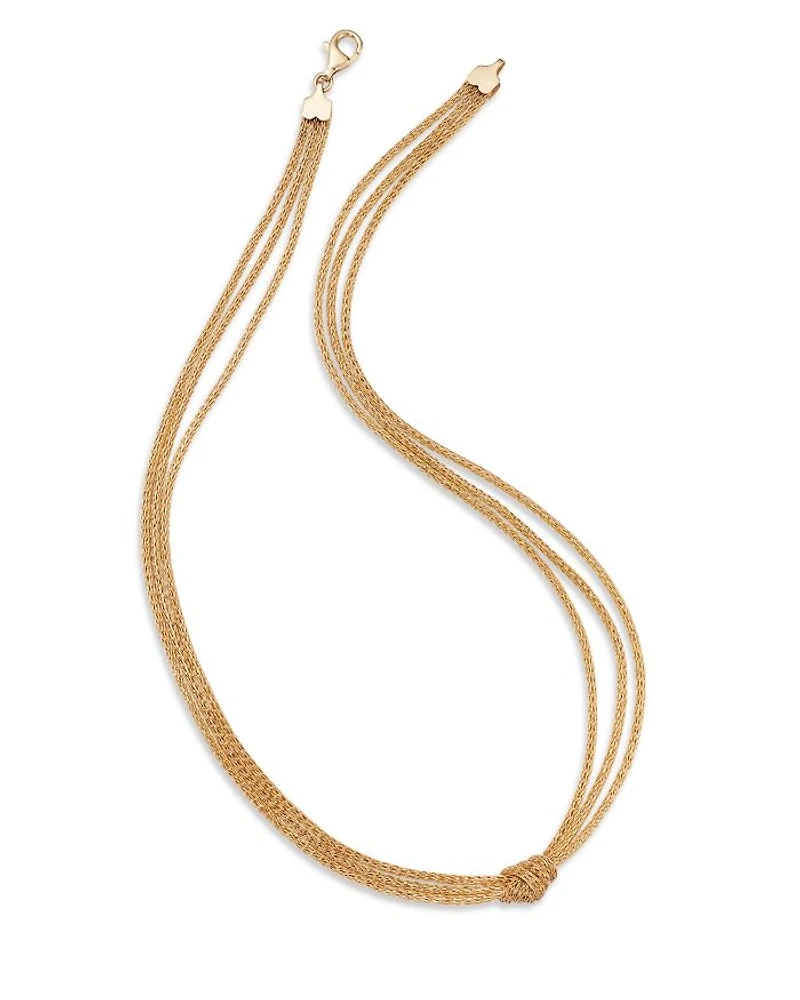 14K Yellow Gold Multi Layer Mesh Knotted Collar Necklace, 18"