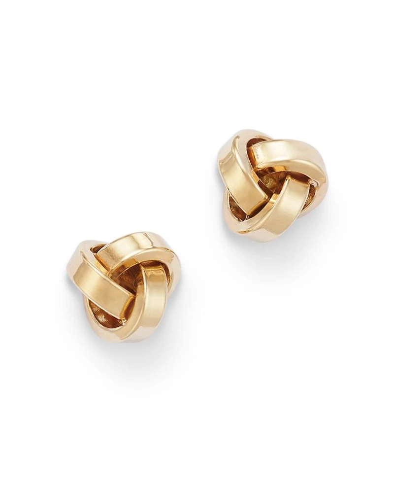 14K Yellow Gold Love Knot Stud Earrings