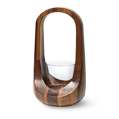 Nambe 15 Acacia Wood Hurricane Lantern