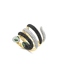 Bloomingdale's Fine Collection Tsavorite, Black & White Diamond Snake Ring
