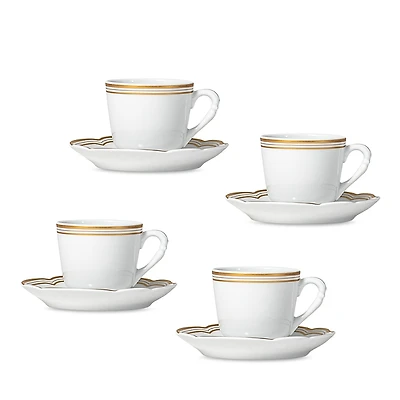 Bernardaud Pompadour Set of Espresso Cups & Saucers