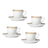 Bernardaud Pompadour Set of Espresso Cups & Saucers