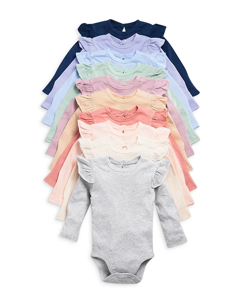 Honest Baby Girls' 10 Pack Long Sleeve Bodysuits 