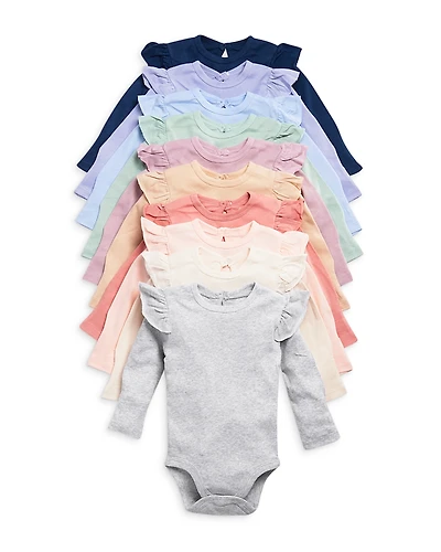 Honest Baby Girls' 10 Pack Long Sleeve Bodysuits