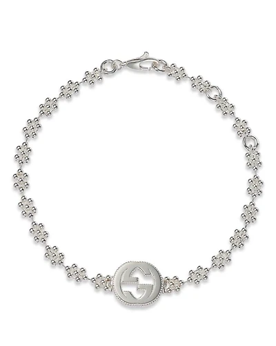 Sterling Silver Small Interlocking G Cluster Chain Bracelet