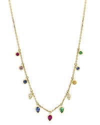 Bloomingdale's Fine Collection Rainbow Sapphire & Diamond Bezel Necklace