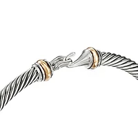Buckle Classic Cable Bracelet Sterling Silver with 18K Yellow Gold, 4mm