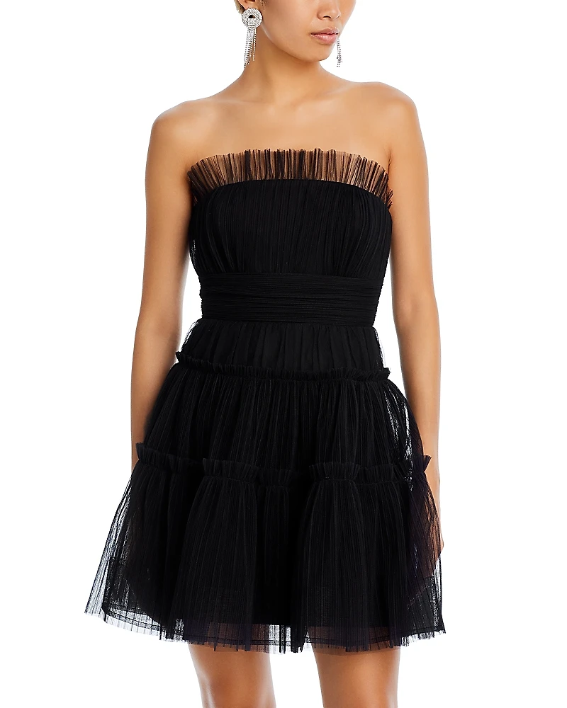 Bcbgmaxazria Strapless Tiered Tulle Mini Dress