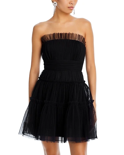 Bcbgmaxazria Strapless Tiered Tulle Mini Dress