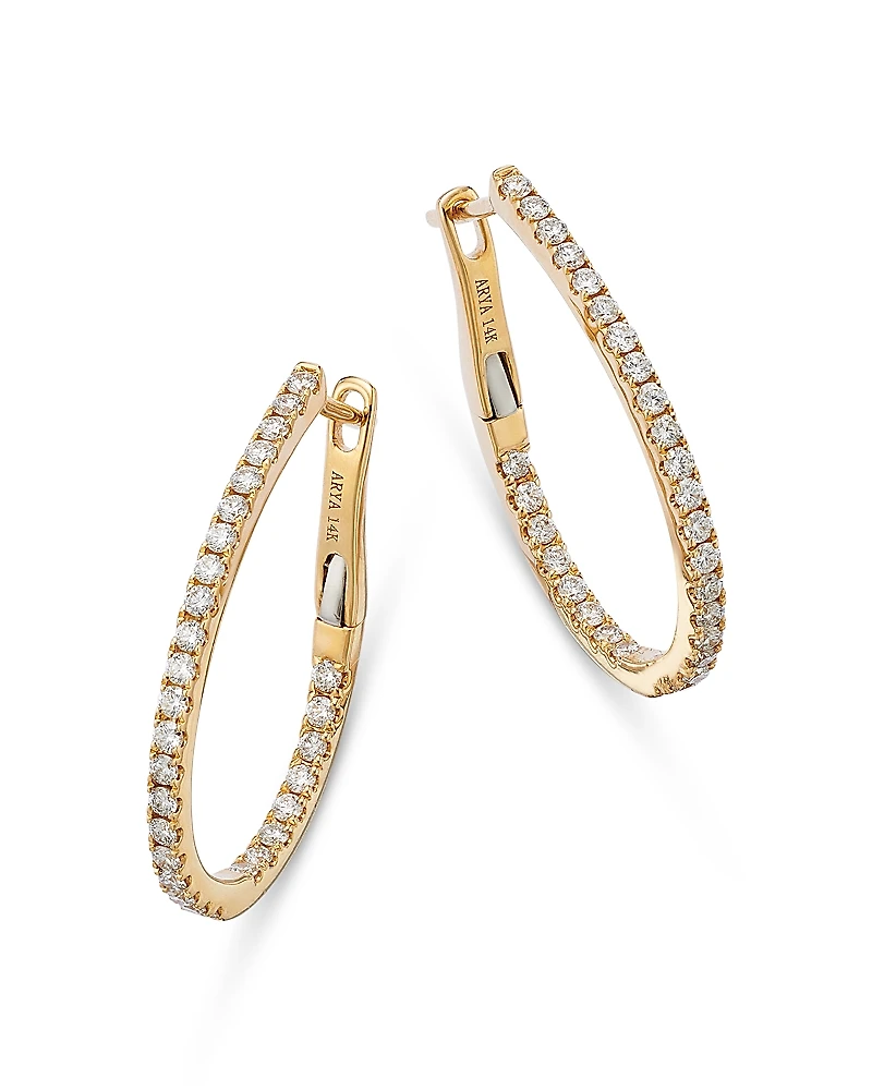 Bloomingdale's Fine Collection Diamond Inside-Out Oval Hoop Earrings
