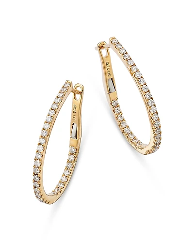 Bloomingdale's Fine Collection Diamond Inside-Out Oval Hoop Earrings