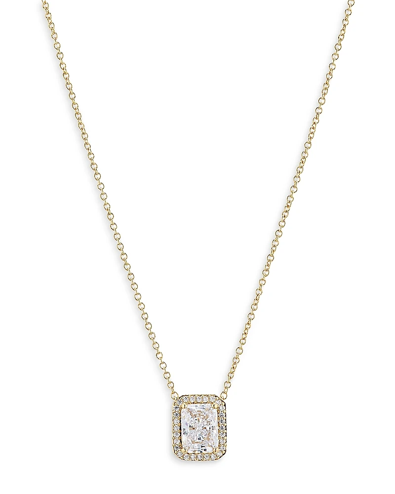 Nadri Emerald Cut Halo Pendant Necklace, 16